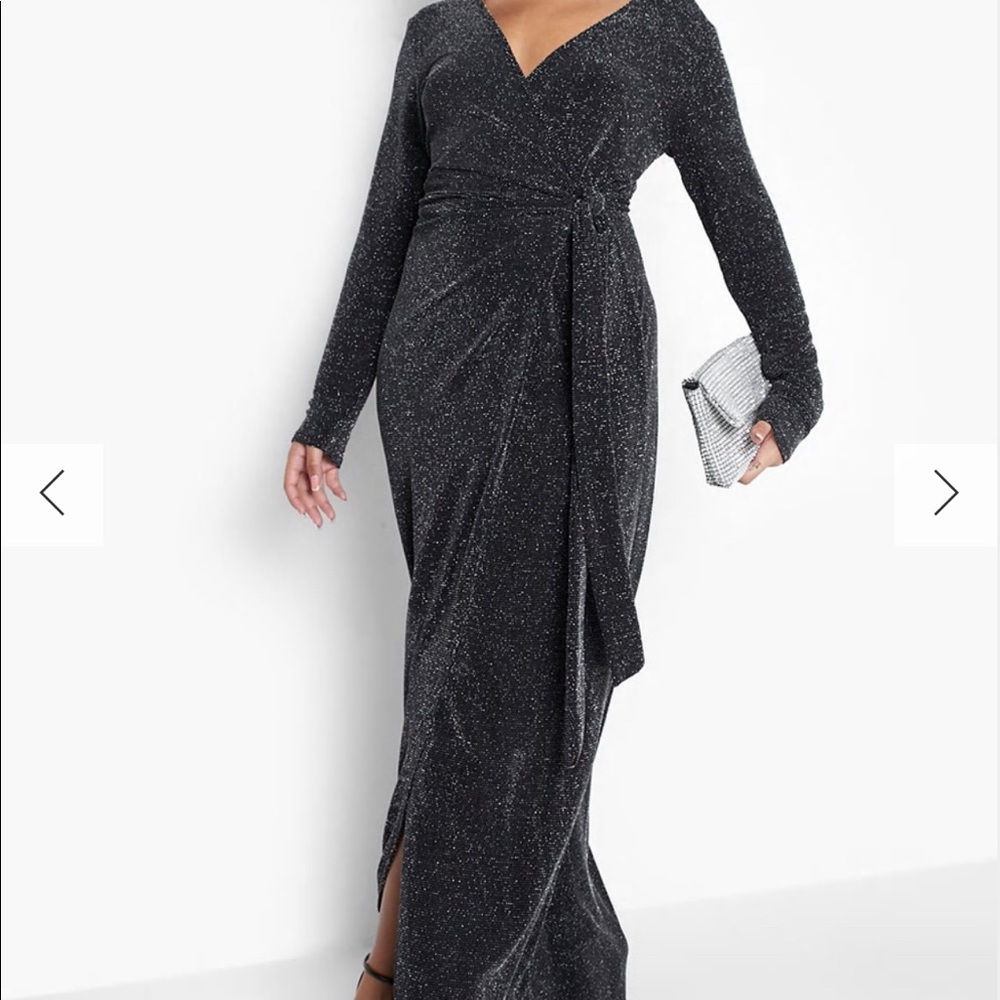 Long Sleeve Green Wrap Maxi Dress